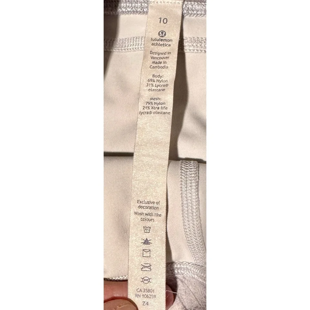 Lululemon Speed Track Crop Leggings Size 10 Gray Abstract Mesh Pockets